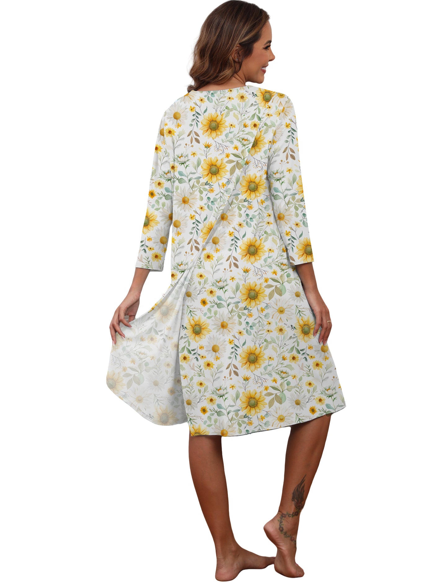 Hospital Gowns for Women Tear Away Snap 3/4 Sleeve Open Back Post Shoulder Surgery Dresses Delivery Nightgown S-3XL