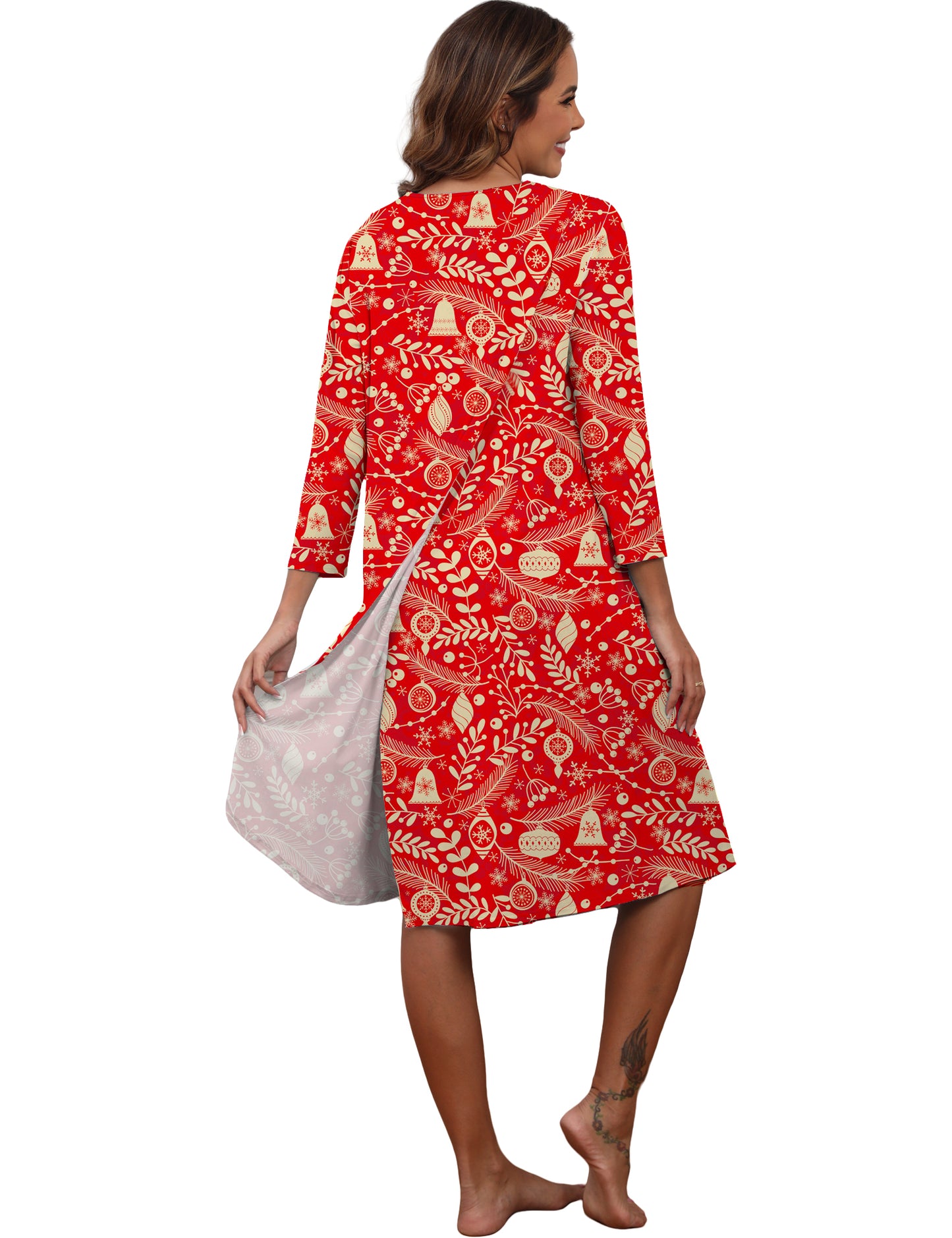 Hospital Gowns for Women Tear Away Snap 3/4 Sleeve Open Back Post Shoulder Surgery Dresses Delivery Nightgown S-3XL