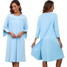 Hospital Gowns for Women Tear Away Snap 3/4 Sleeve Open Back Post Shoulder Surgery Dresses Delivery Nightgown S-3XL