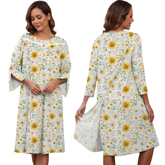 Hospital Gowns for Women Tear Away Snap 3/4 Sleeve Open Back Post Shoulder Surgery Dresses Delivery Nightgown S-3XL